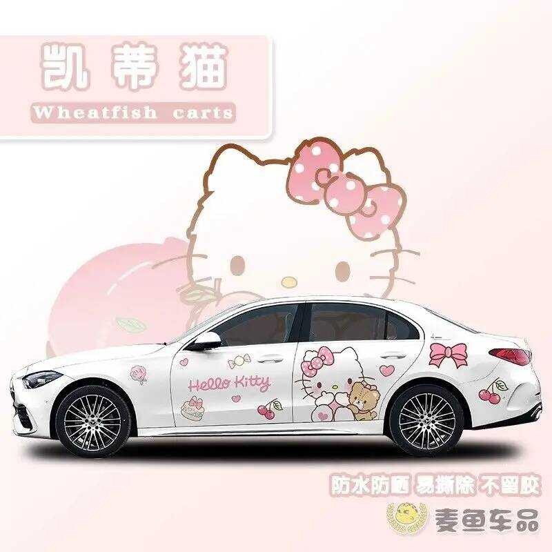 Motorcycle COD Unisex Helmets Sunshade Hello Kitty Body Stickers Film ...
