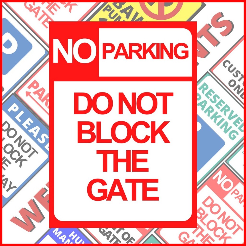 Cartello "No Parking Do Not Block Gate" – Lotto Da 2, Alluminio Riflettente 36x25 Cm, Resistente Alle Intemperie, Angoli Arrotondati