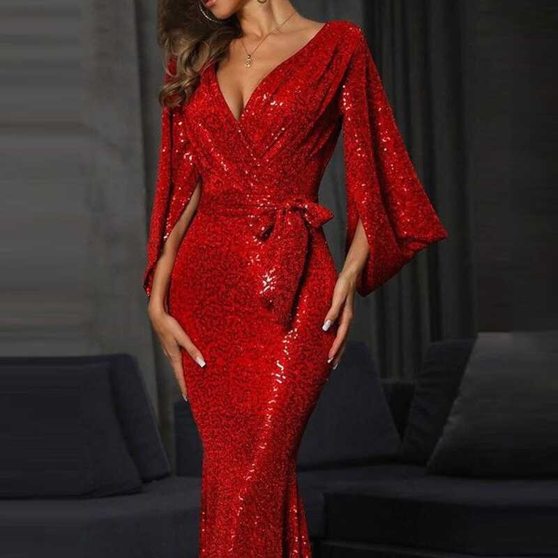 Spring/Summer 2025 New Sexy Dress With Split Color Sequins Long Style ...