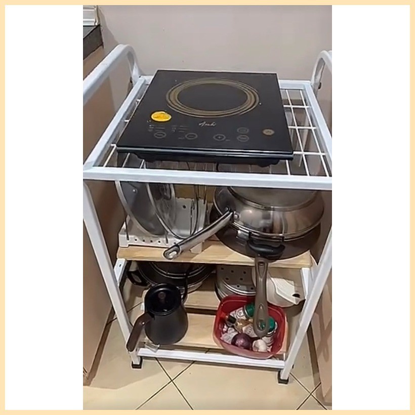 Stove Stand Organizer | Induction Cooker Rack Stand | Add On Wood Plank ...
