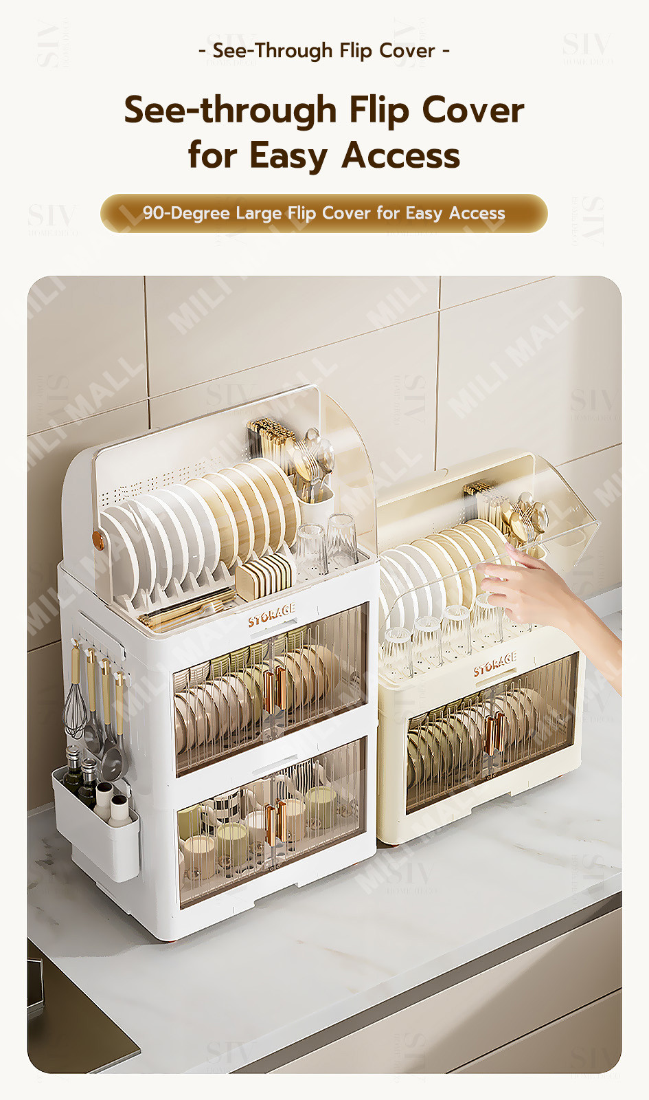 Kitchen Cabinet Dish Rack Plastic Aesthetic With Cover Foldable Dish ...