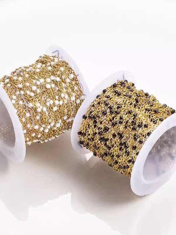 Titanium Gold-Plated Color-Retaining Steel Flat Cross Chain Epoxy Chain ...