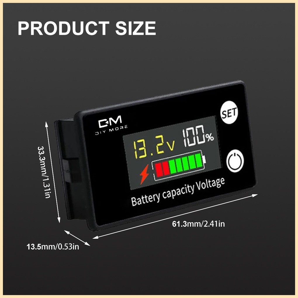 DIYMORE Voltmeter 6133A LCD Lead-acid Lithium Battery Meter Tester DC8 ...