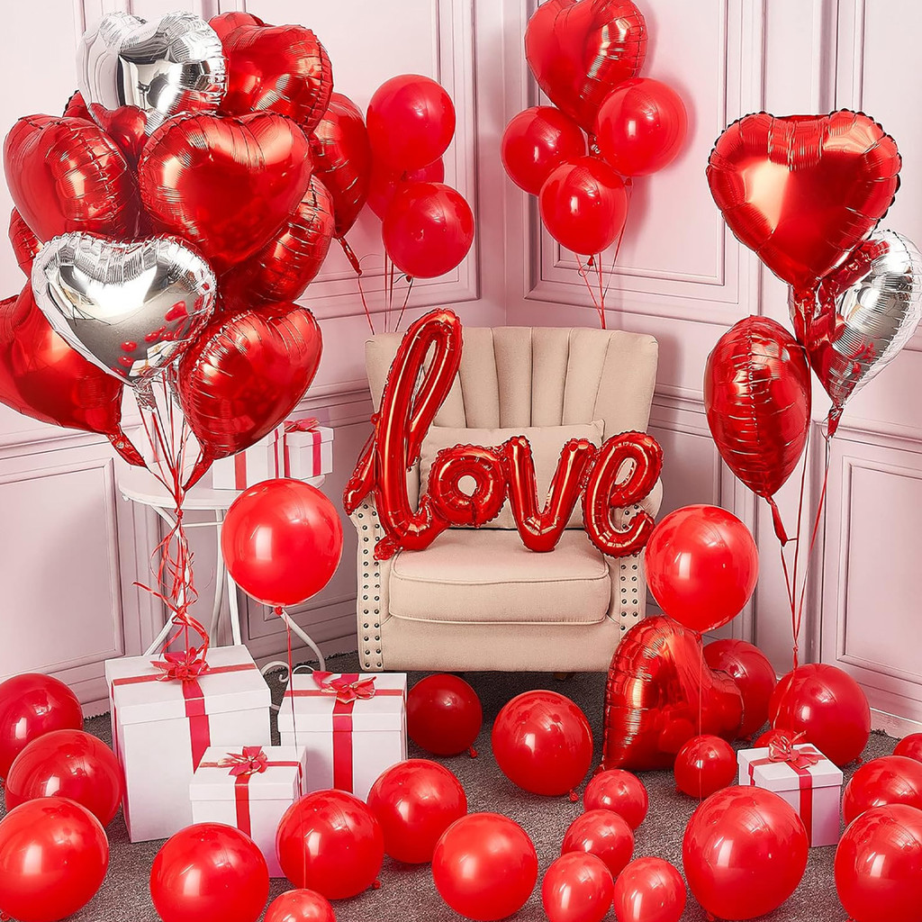Valentines Balloons Party Decorations Red Heart Love Foil Letter ...