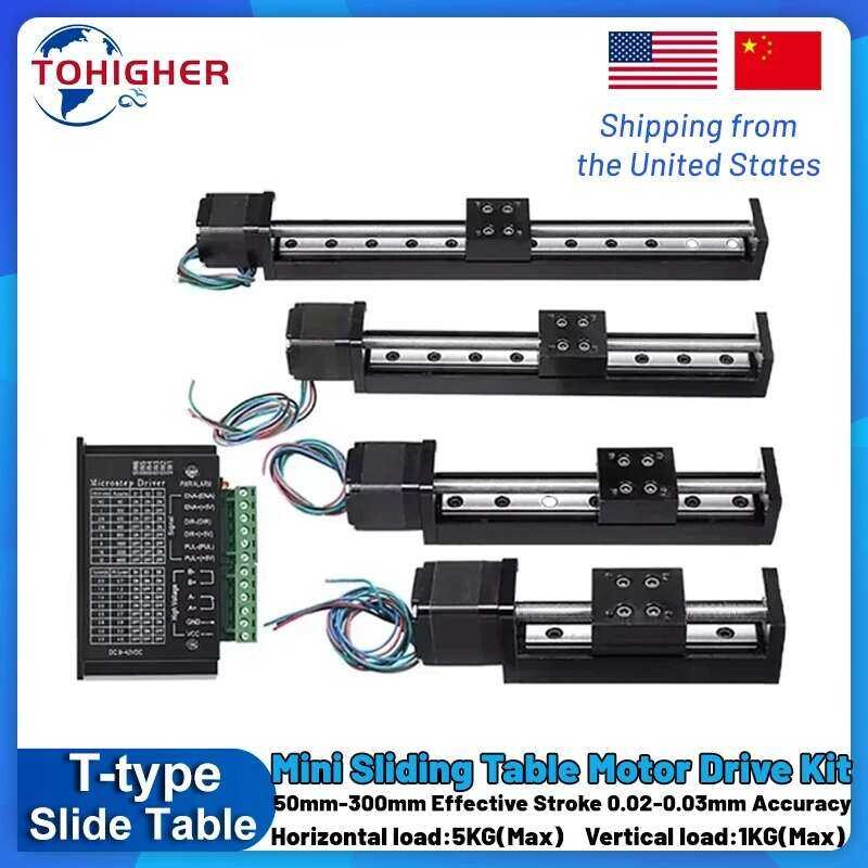 W CNC XYZ Axis Motorized Slide T-Type Guide Rail Stage Mini Sliding ...