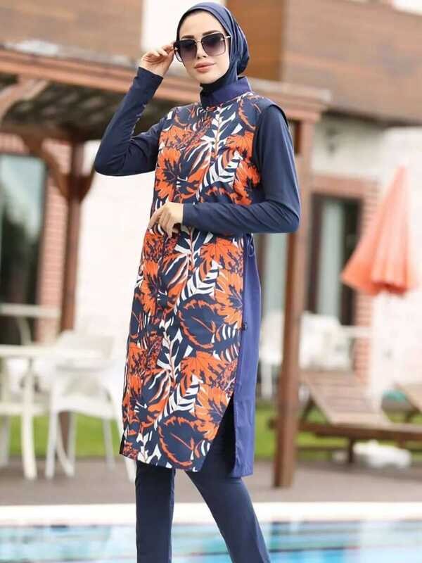 3Pcs/Set Waterproof Muslim Burkini Femmes Kababaihan Swimsuit Modest ...