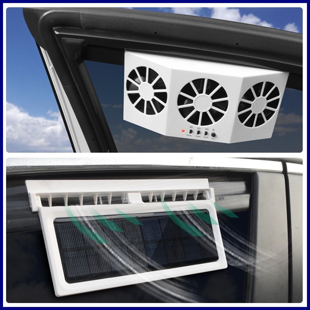 Solar Powered Car Cooler Window Radiator Exhaust Fan Auto Air Vent ...