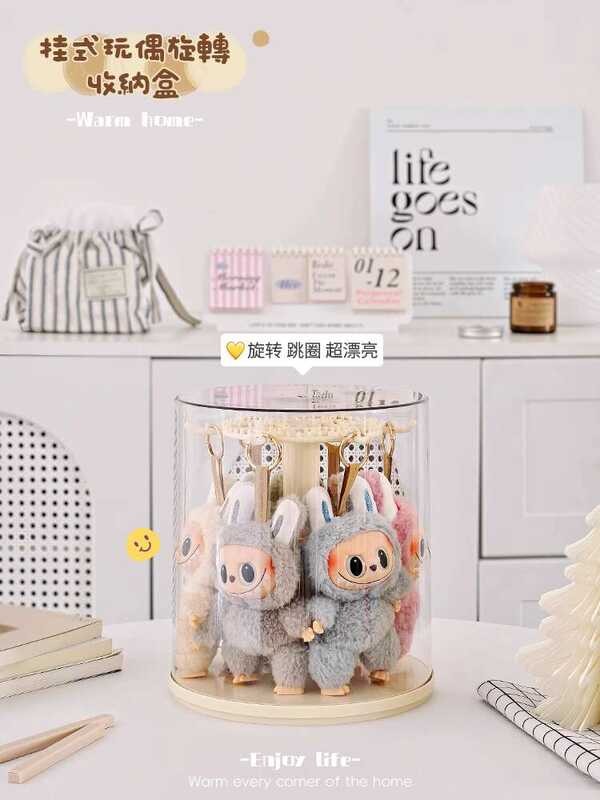 Rotating Transparent Labubu Plush Doll Display Box Labubu Plush Toy ...