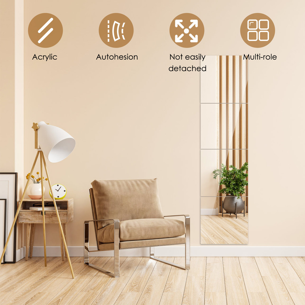 Acrylic Self Adhesive Mirror Decal - Flexible Wall Stickers - Home Wall ...