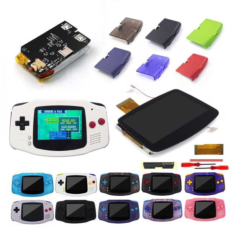 Rechargeable V5 IPS LCD Laminated Screen Kits For GBA W/1800Mah Built ...