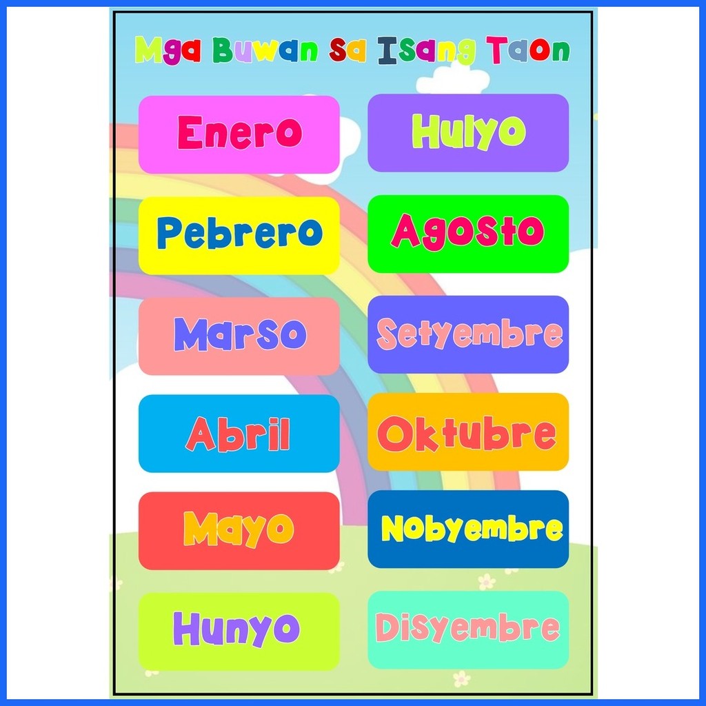 ๑ Laminated Educational Wall Chart Months of the Year Mga Buwan sa ...