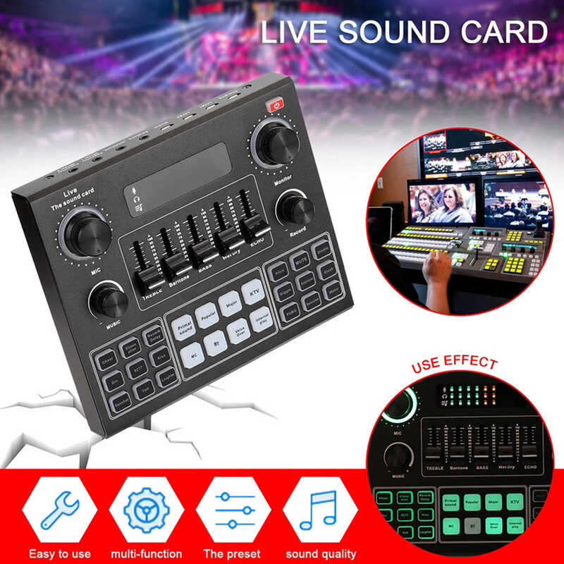 Card V9 Live Sound Cards External Audio Mixer For Karaoke Broadcast ...