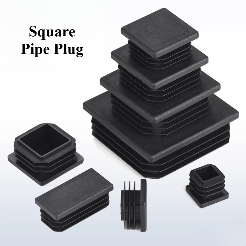 Black PE Plastic Square Pipe Plug Waterproof Cap Blanking End Cap Caps ...