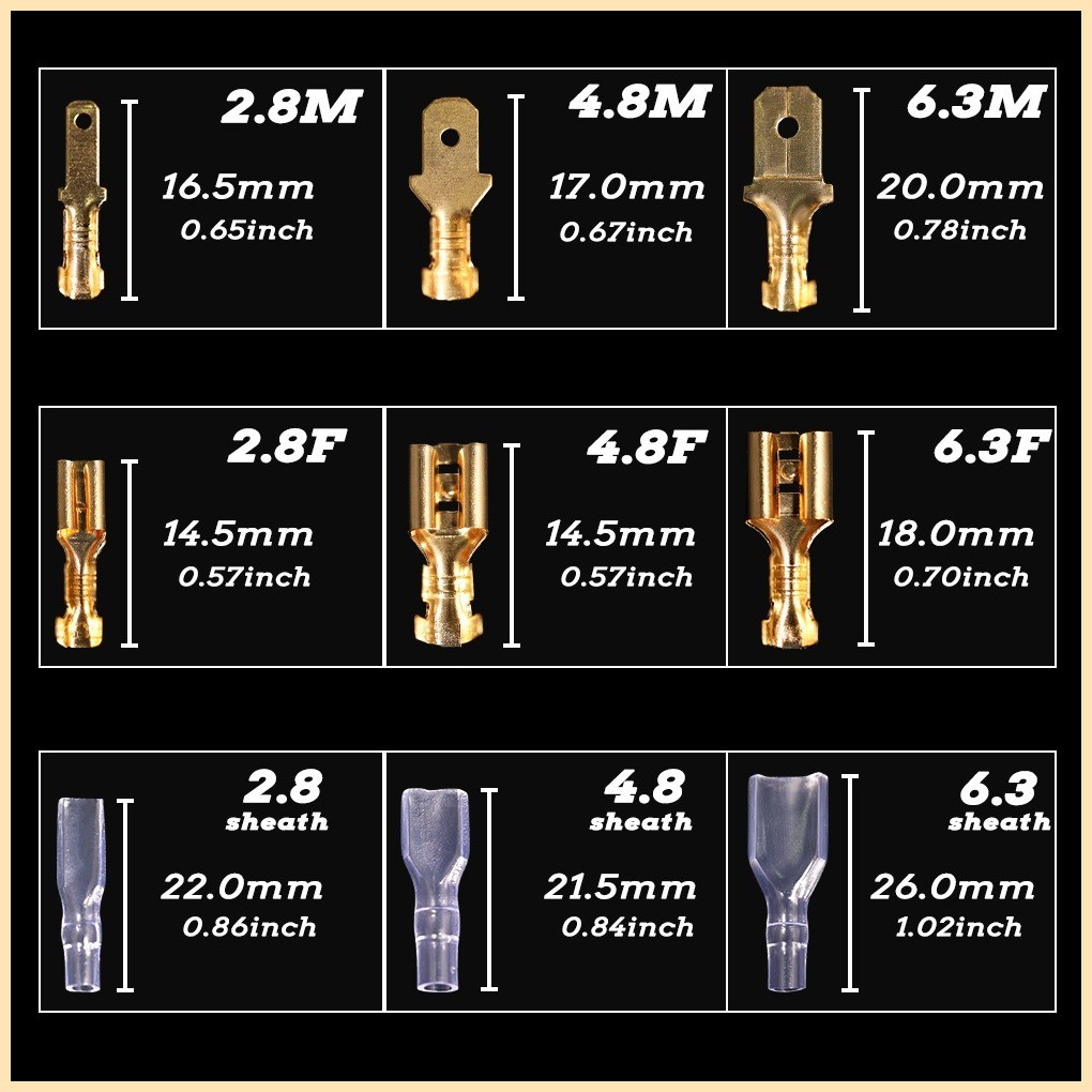 Gold and silver connector terminal set cold press terminal combination ...