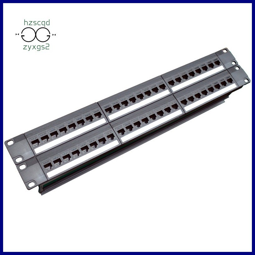 19Inch 1U Cabinet Rack Pass-Through 24 Port CAT6 Patch Panel RJ45 Cable ...