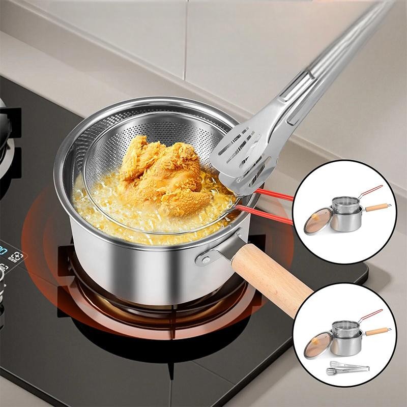Frying Pan Deep Pot With Grid For Oil Filter Boiler 1.2 Liter Good ...