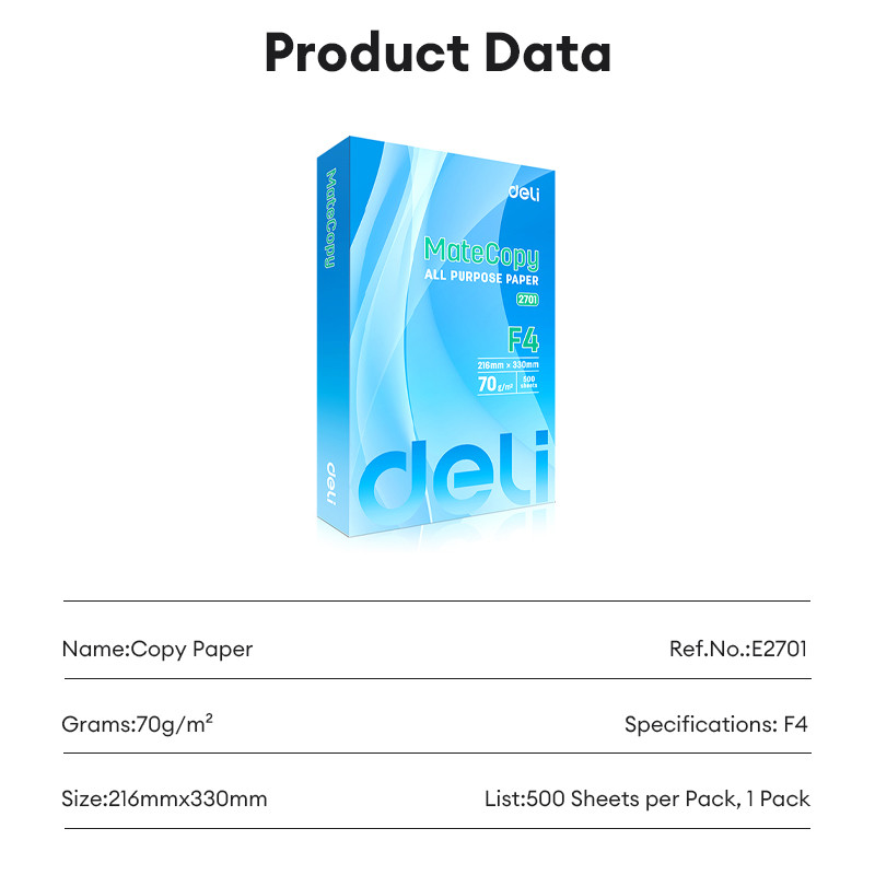 Deli 500 Sheets Copy Paper Double-Sided A4 Bond Paper High Quality ...