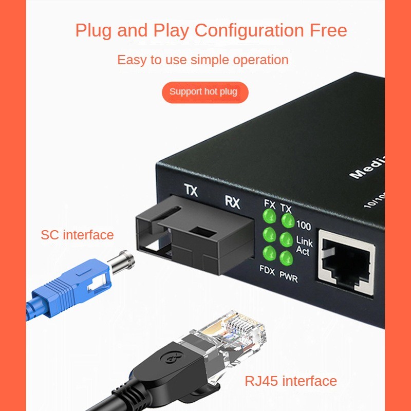 100m Fiber Optic Switch Single Mode Single Fiber Transceiver | Shopee ...