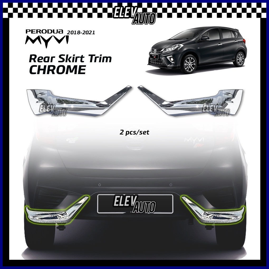 Perodua Myvi 2018 - 2021 CHROME Rear Skirt Trim Garnish Bumper Skirting ...