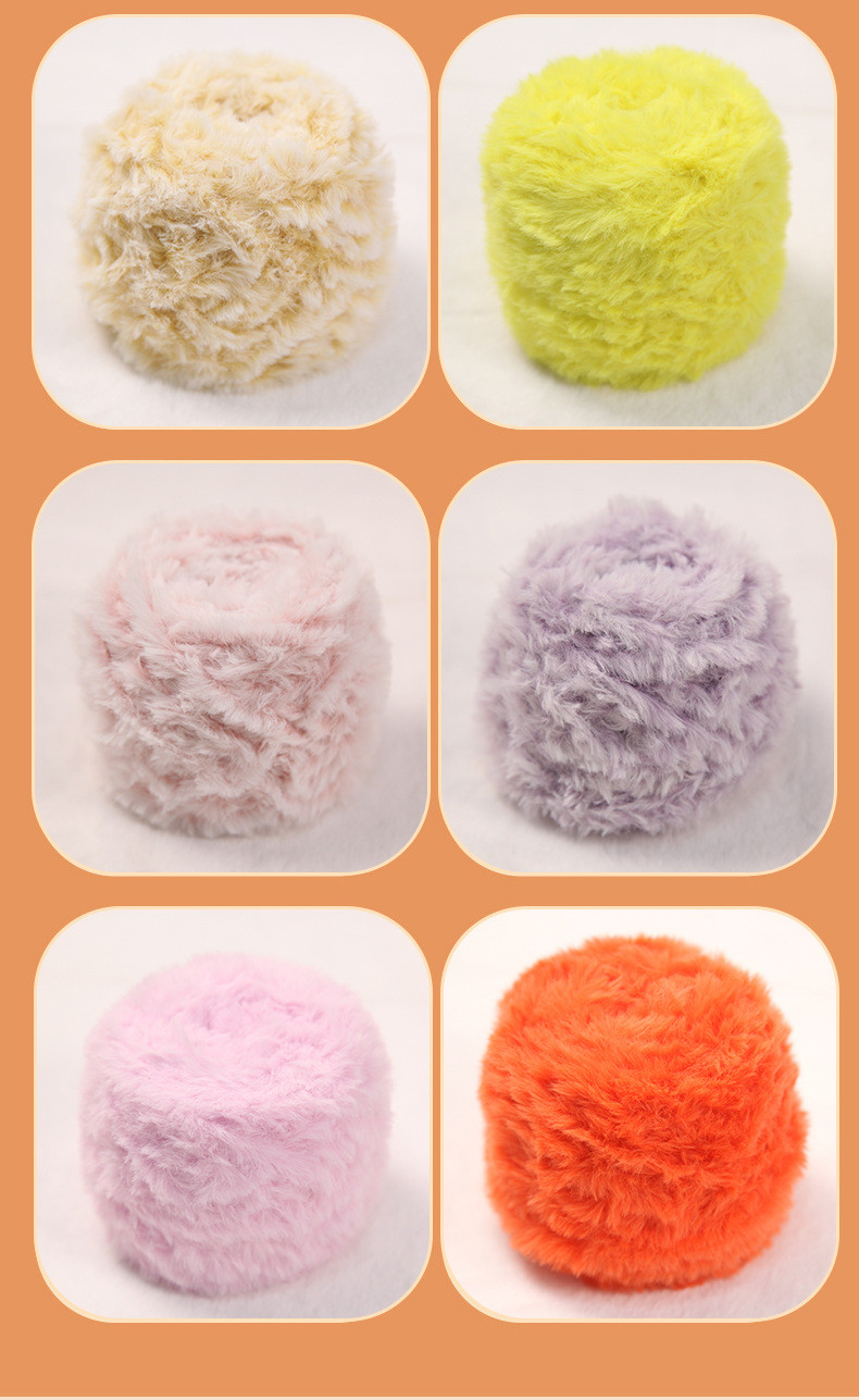 100g Fur Plush Mink Fleece Rabbit Faux Fur Thread with Cotton Yarn for ...