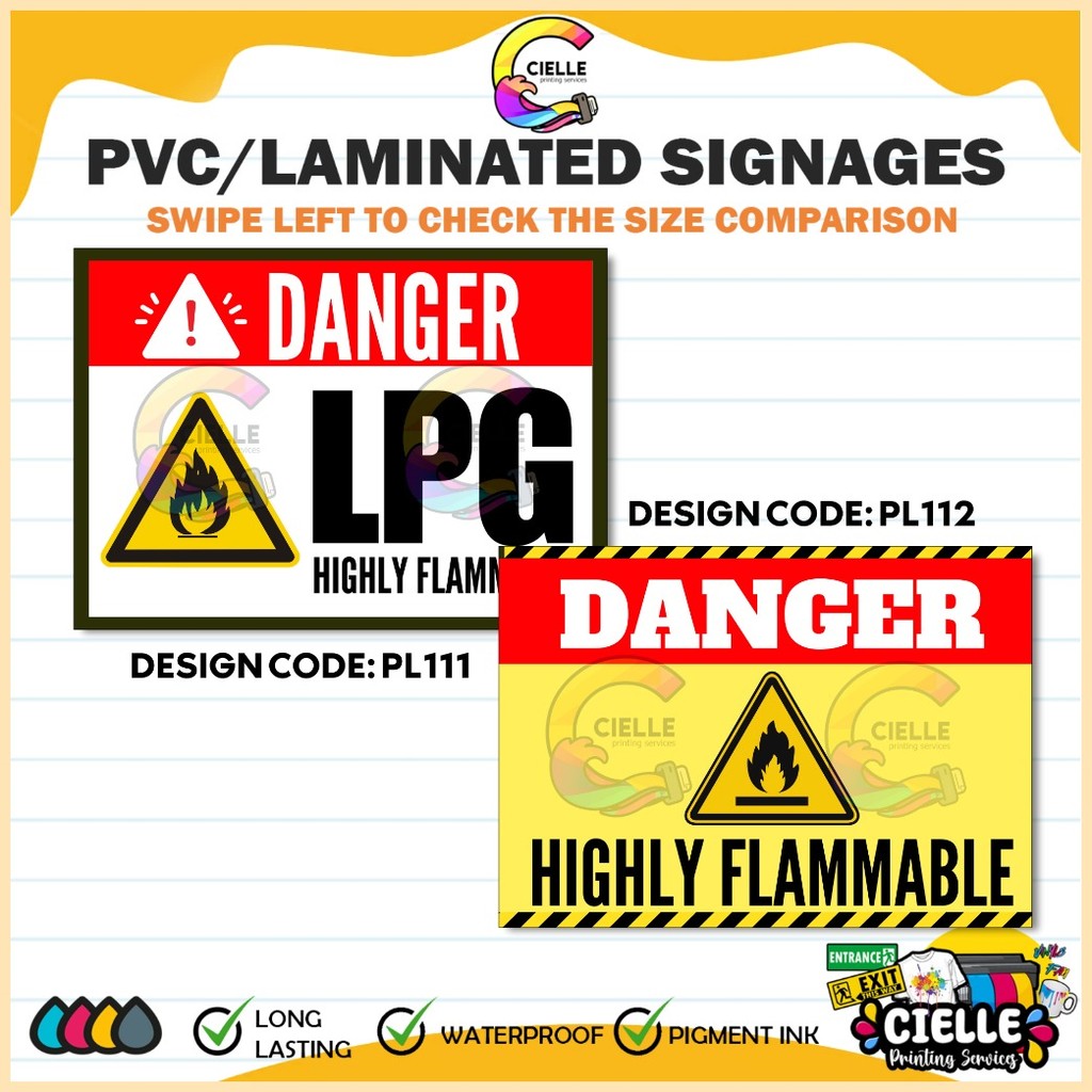 PVC/LAMINATED/ STICKER SIGNAGES (PL111&PL112) - DANGER LPG HIGHLY ...