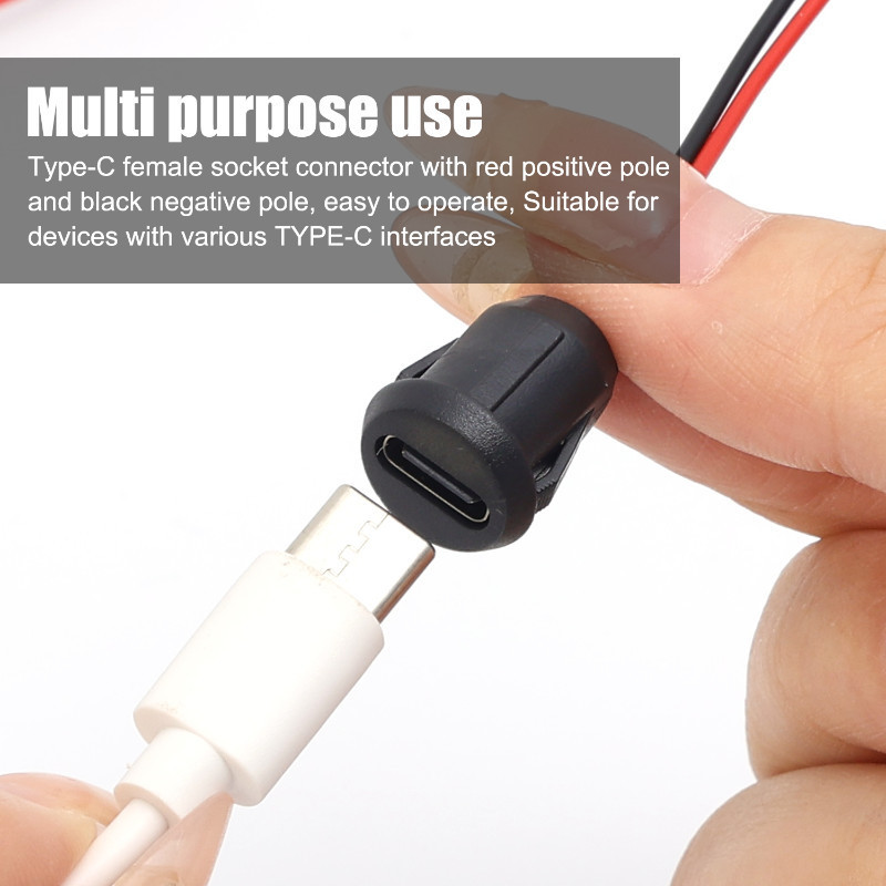 5Pcs Car 2 Pin Type-C Female Socket Connector - Universal Fast Charging ...
