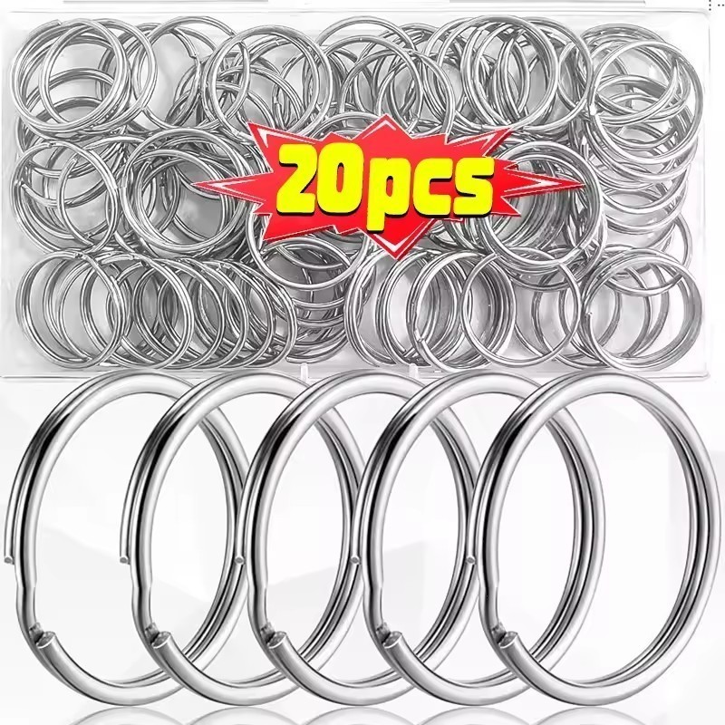 Anti-Rust Key Rings 25mm Silver | 20-PCS Durable Metal Keychains with ...
