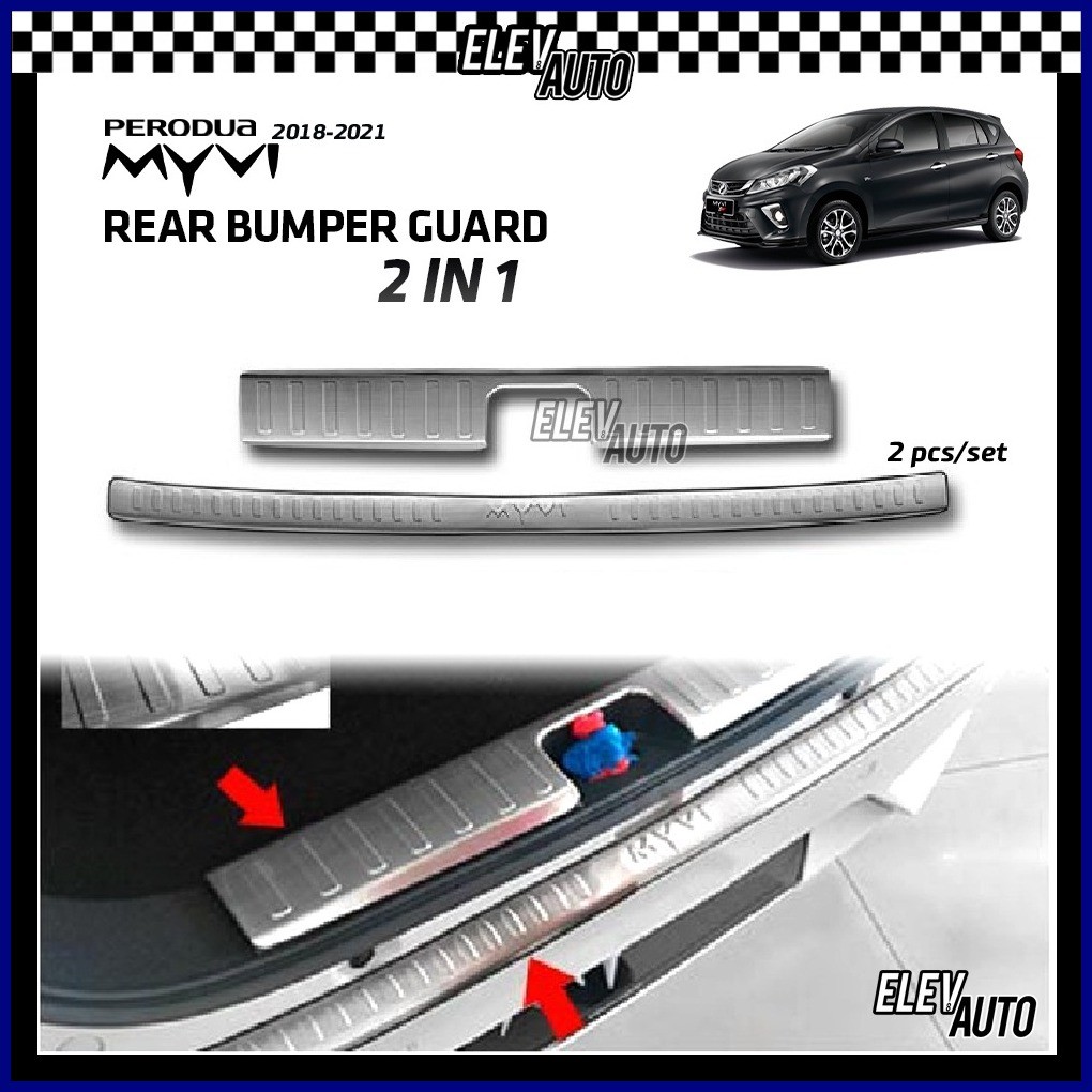 Perodua Myvi 2018 - 2021 CHROME Rear Bumper Guard Pad Inner Outer ...