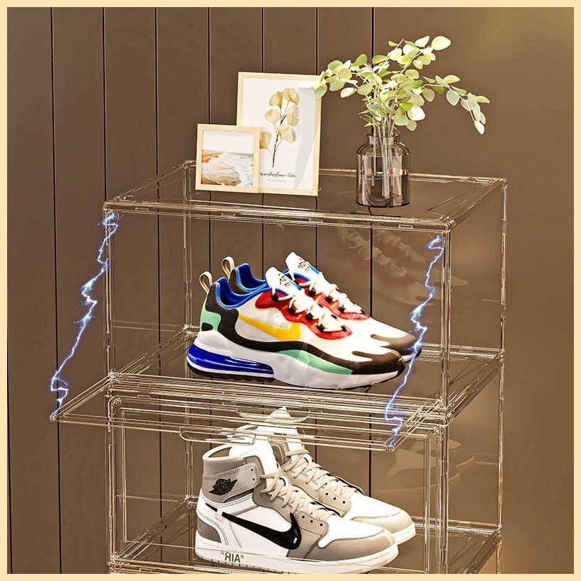 Acrylic Shoe Box Shoe Storage Box Storage Organizer Stackable Magnetic ...