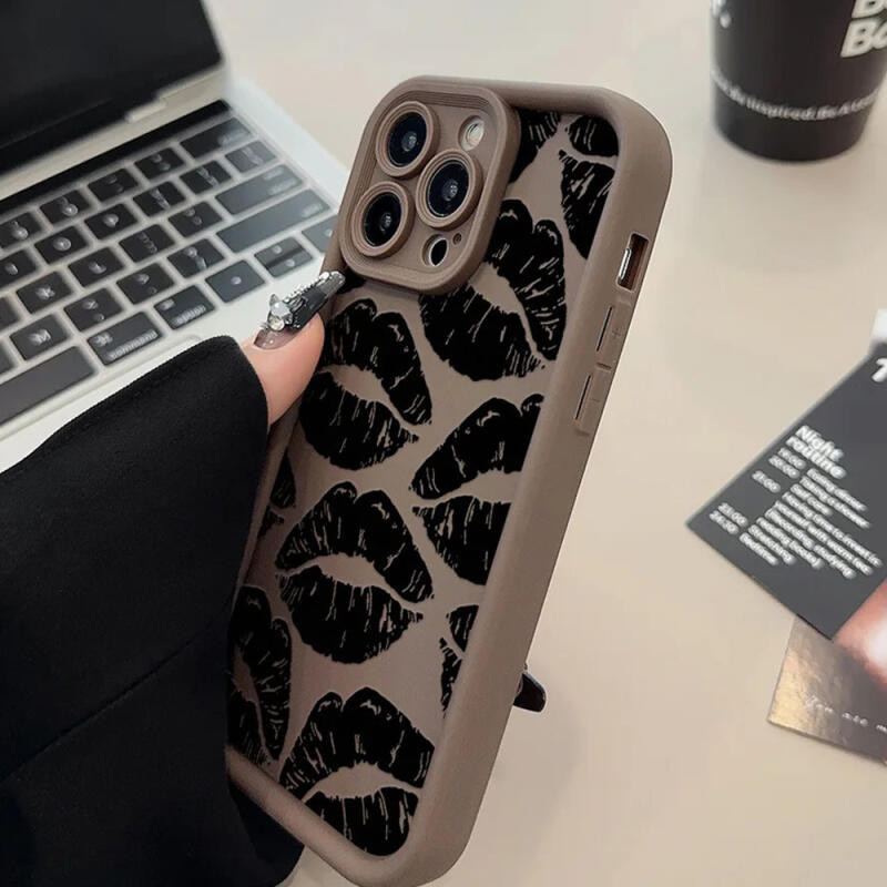 Creative Full Screen Red Lip Print Graffiti Matte Phone Case for IPhone ...