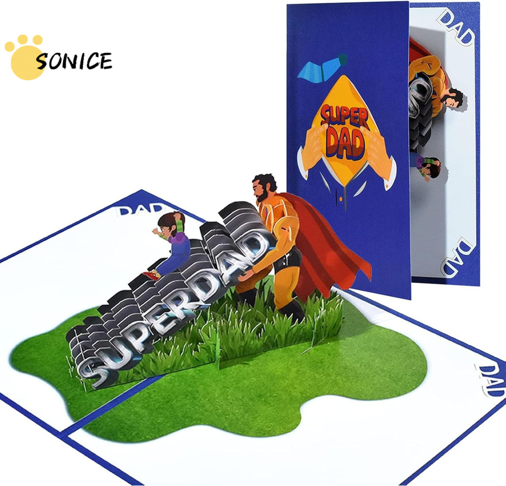 3D Father's Day Card - Pop Up Card With Envelope, Happy Fathers Day Card, Father's Day Cards For Husband (Super Dad