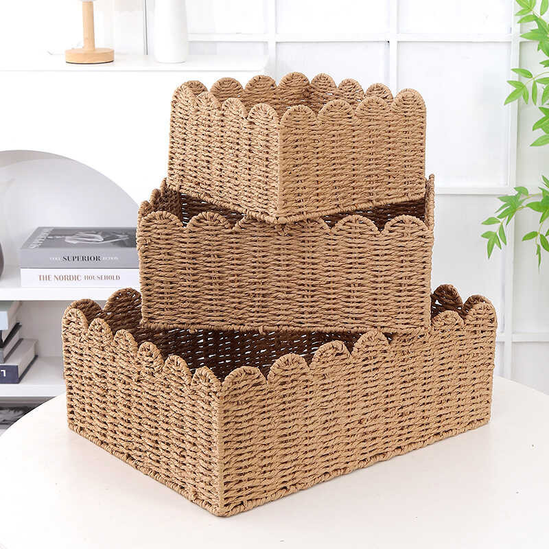 Paper Rope Storage Basket Household Large-Capacity Desktop Tidy-up ...
