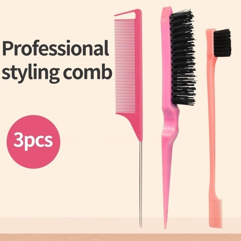 Styling Comb Styling Double Edge Brush Triple Row Bristle Comb Pointed ...