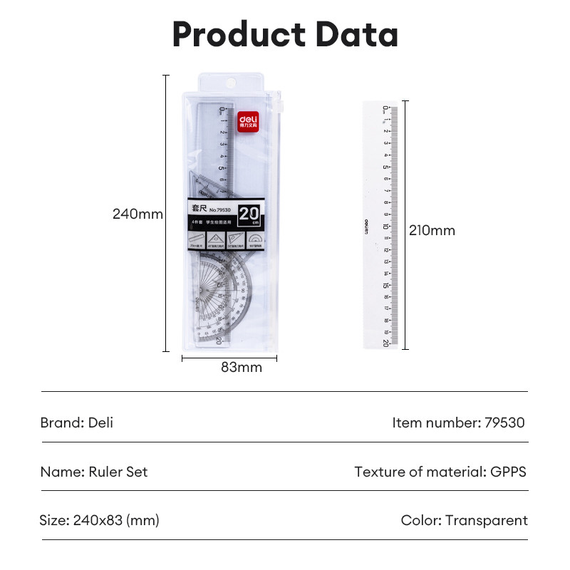 Deli 15/20cm Easy to Read Ruler Set 1PC | Shopee Philippines