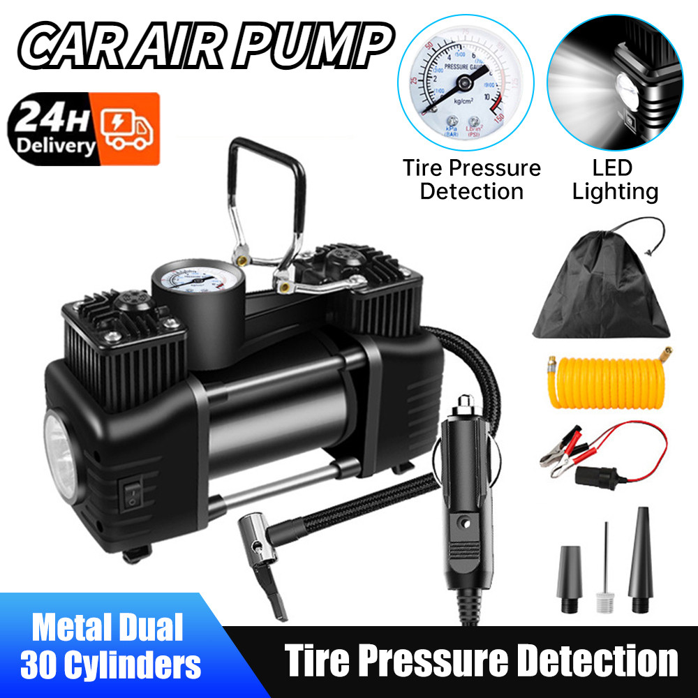 12V Portable dual cylinder Car mounted Electric Inflator Pump Tire ...