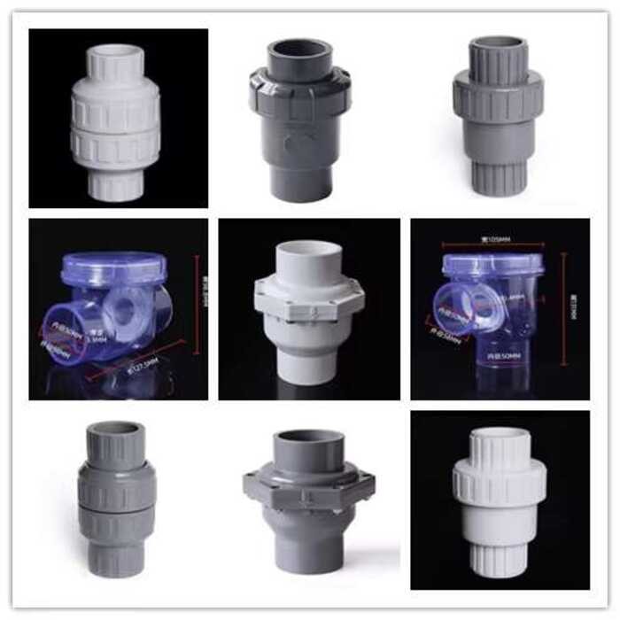 PVC One-Way Stop Flap Ball Spring Lift Type Water Pipe Check Valve ...