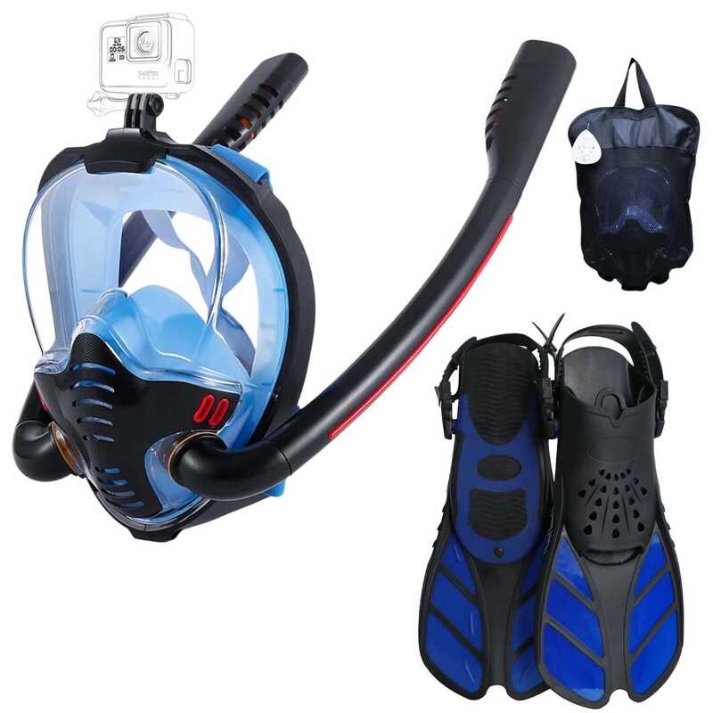 COD Full Face Snorkel Mask Fins Set For Adults Diving And Snorkeling ...