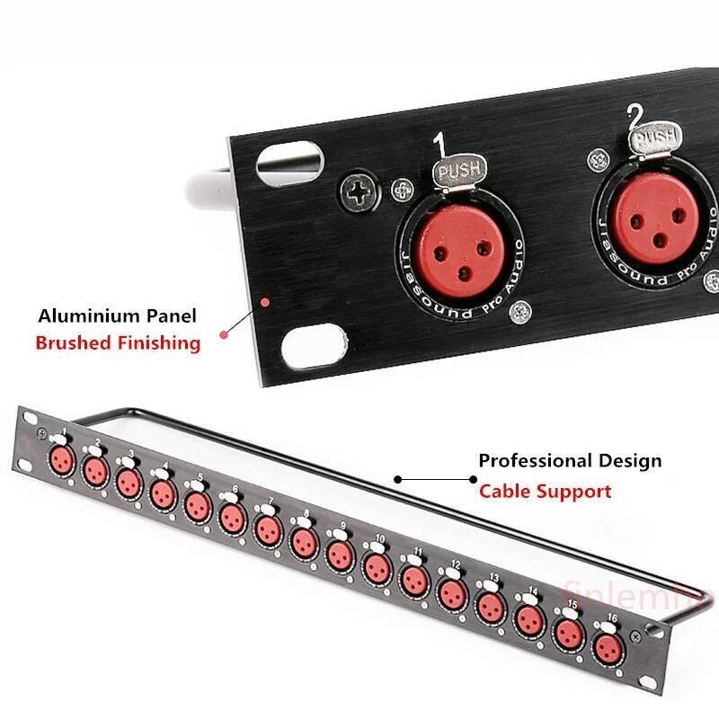 Patch Rack Panel 8 12 16 Way XLR Female Canon Connnector 1U Flight Case ...