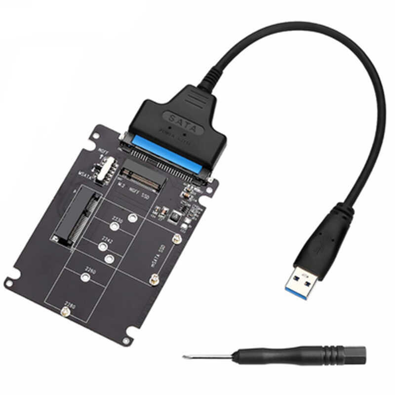 M.2 NGFF MSATA 2-in-1 to SATA Adapter USB 3.0 Cable SSD Solid State ...