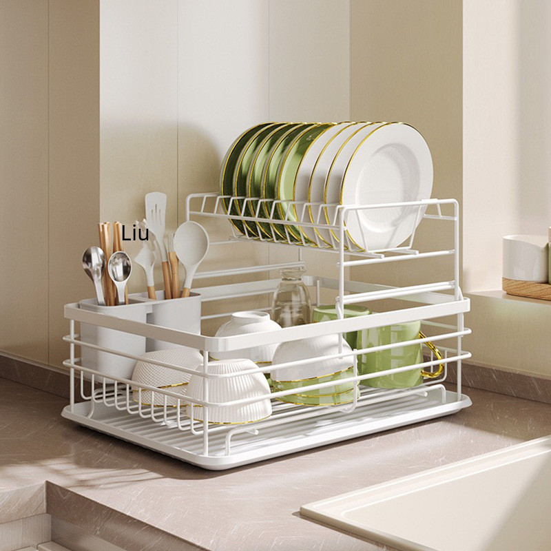 Metal Iron Kitchen Storage Rack Tableware Storage Drain Rack Bowl Rack ...