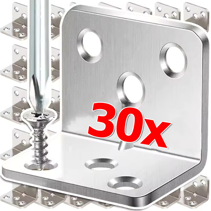 10/20/30Pcs Stainless Steel L-shaped Corner Codes/90 ° Wardrobes Fixed ...