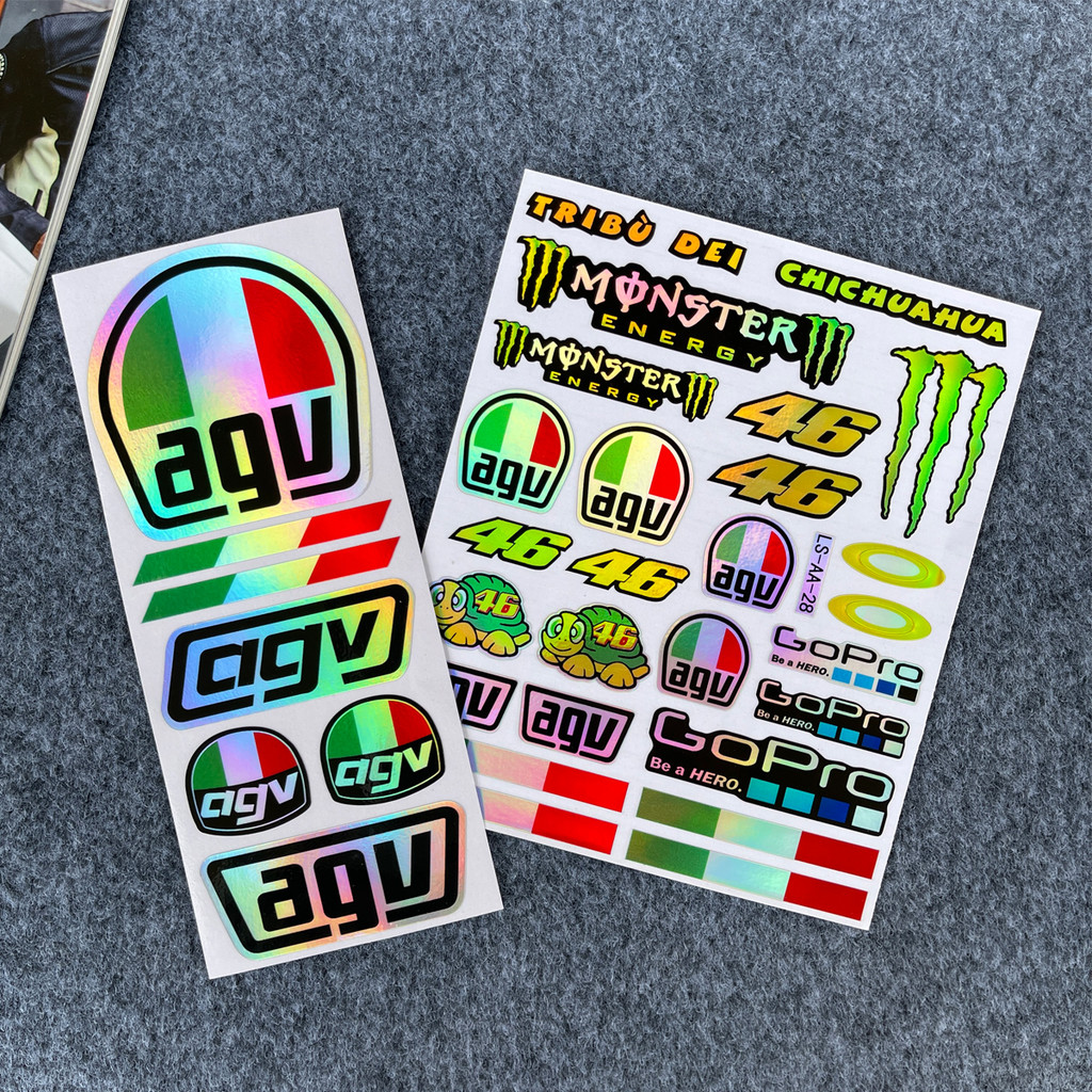 Motorcycle Helmet Sticker Reflective Laser A-G-V A-GV Logo Waterproof ...