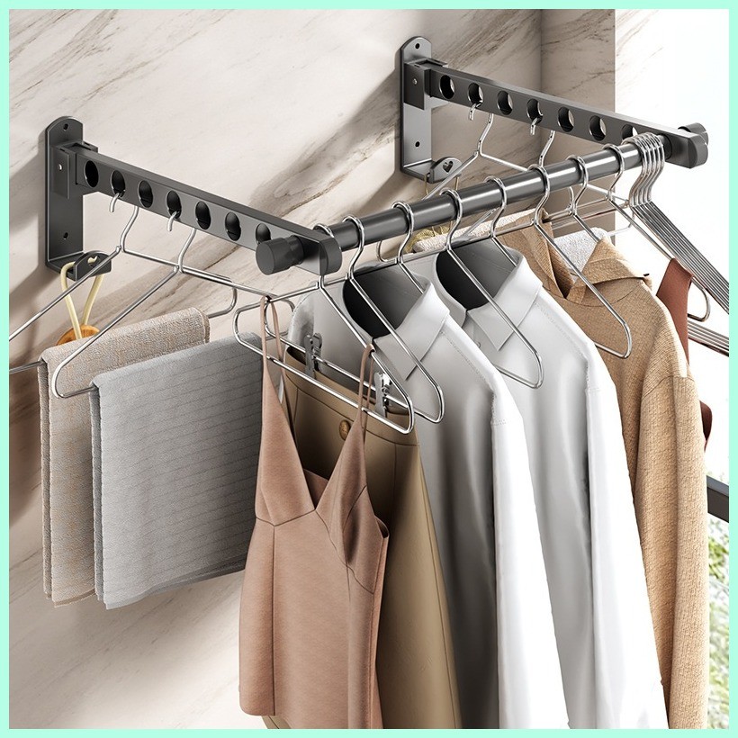 ⊕ ♞,♘,♙Foldable Wall Mount Coat Rack Clothes Hanger For Bedroom Laundry ...