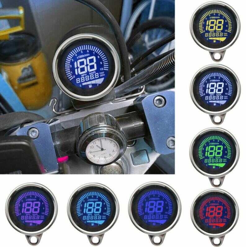 LED Motorcycle LCD Tachometer Speedometer Digital Electronic Induction ...