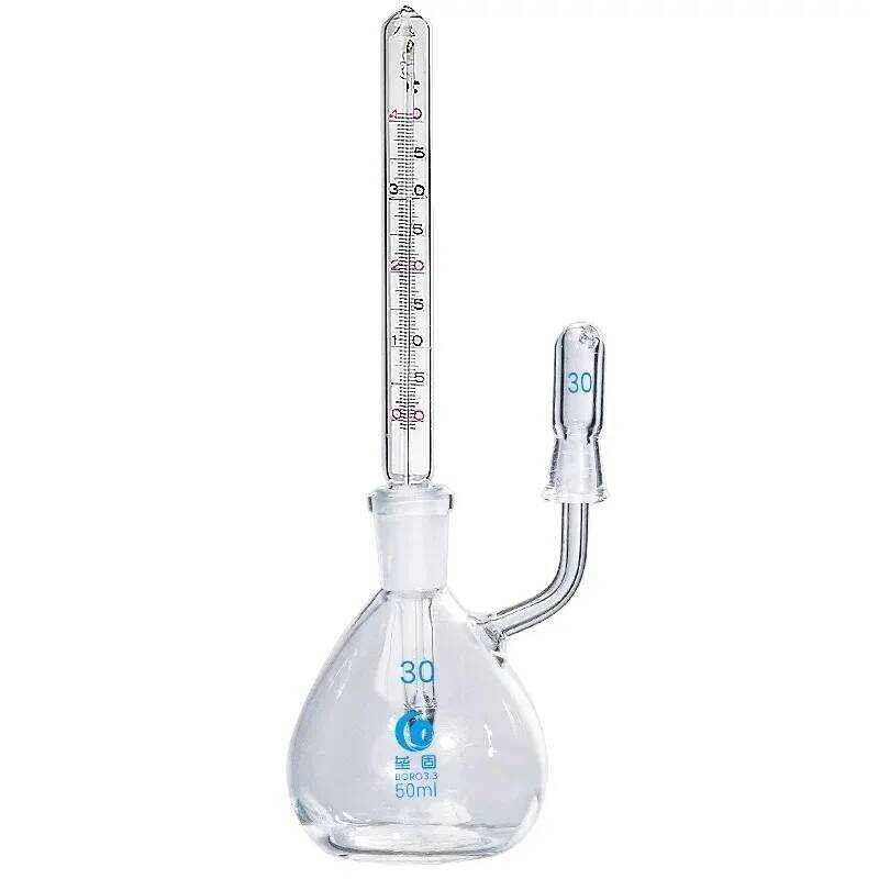 Lab 25Ml 50Ml Glass Pycnometer With Thermometer Specific Gravity Bottle ...