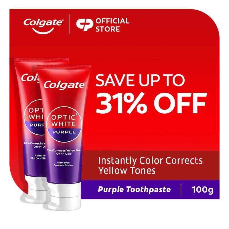 Colgate Optic White Whitening Toothpaste Purple, Color-Corrects Yellow ...