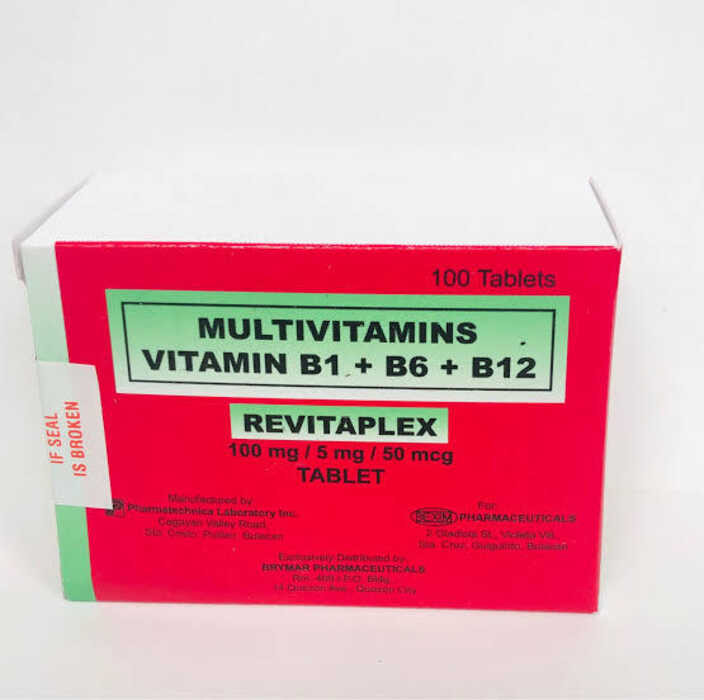 Vitamin B Complex REVITAPLEX 100Mg/5Mg/50Mcg Tablet 468 | Shopee ...