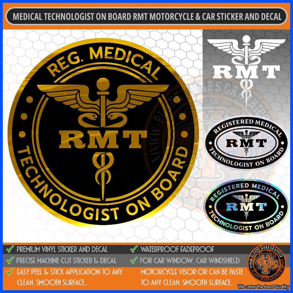 Registered Medical Technologist On Board RMT Car Motorcycle Waterproof ...