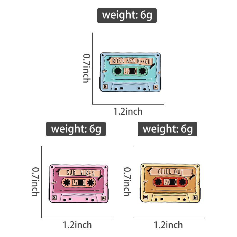 Retro Colorful Tape CD Enamel Pin Nostalgic Cassette Music Brooch Lapel ...