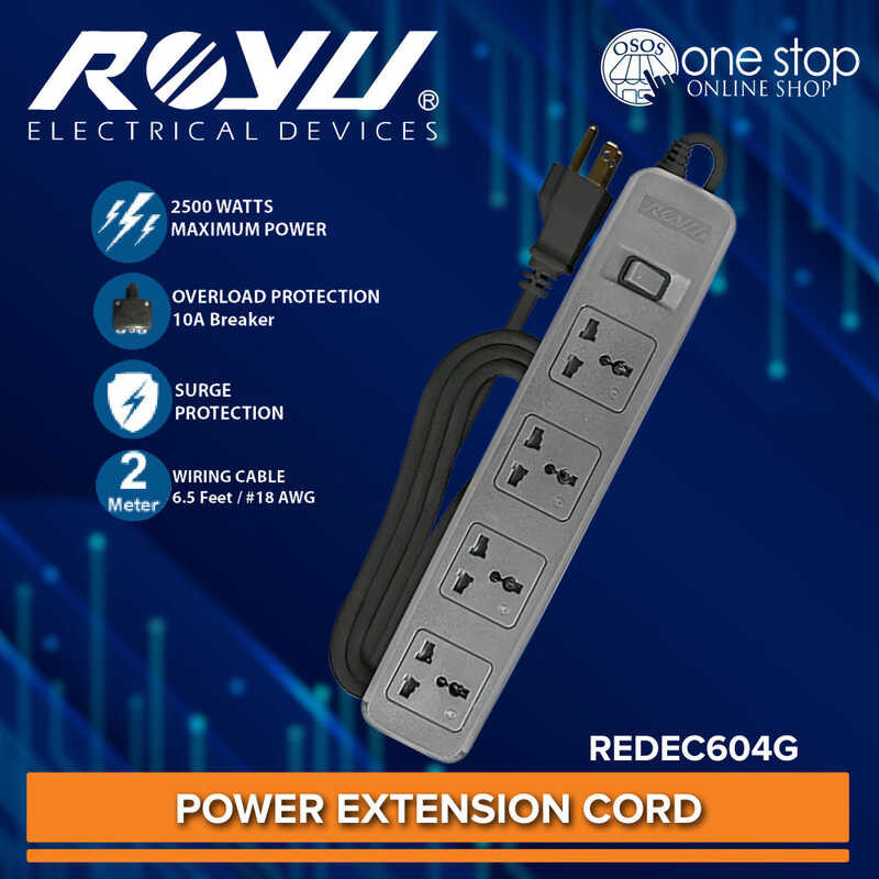 Royu COD Power Extension Cord Cable Wire Overload And With Surge ...